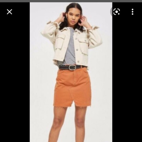 TopShop Burnt Orange Rust Denim Skirt Size 2 - Picture 1 of 8